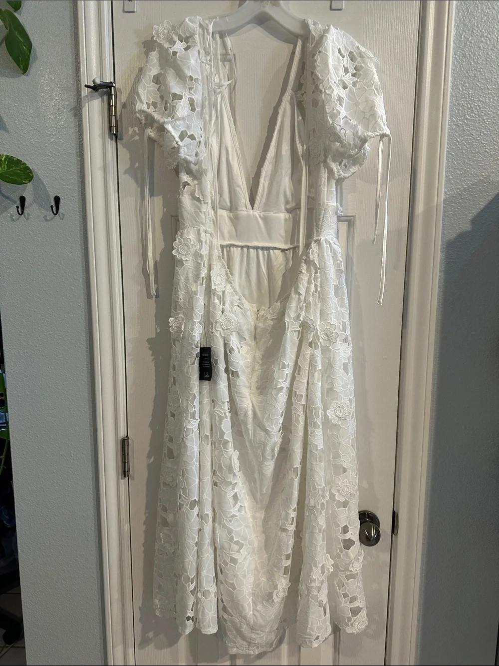 Lulus White Floral Lace Midi Dress Backless NWT XXL Boho Cottagecore Coquette - Picture 5 of 11